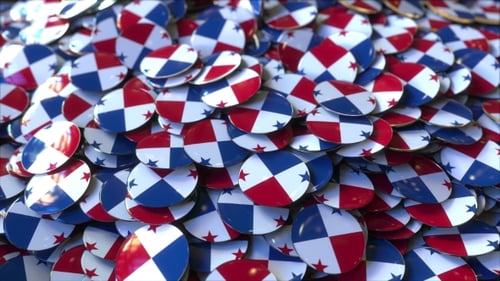 Pile of Badges Featuring Flags of Panama