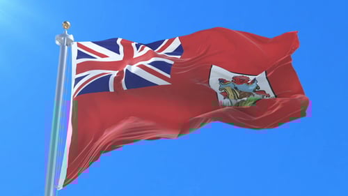 Bermuda National Flag Waving in Realistic Slow Motion Loop