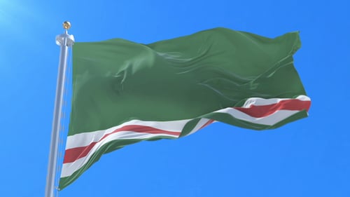 Realistic Waving Flag Animation on Blue Sky Background