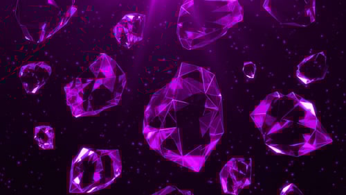 Abstract Floating Purple Crystal Gems Background Loop