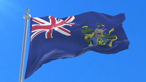Realistic Pitcairn Islands Flag Waving Loop Animation