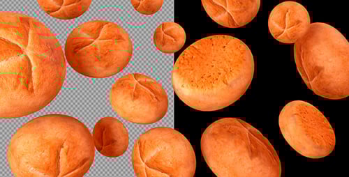 Tumbling Bread Rolls Alpha Channel Animated Background
