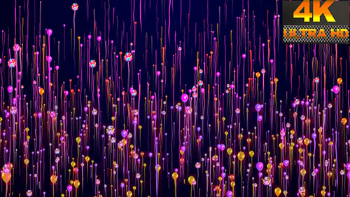 Abstract Glowing Particles and Balloons Celebration Background