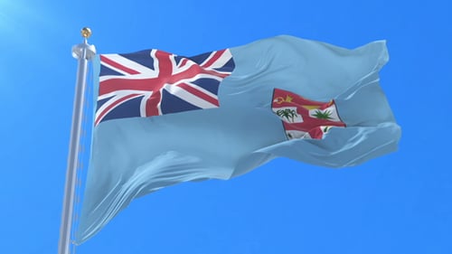 Realistic Flag of Fiji Waving in the Wind