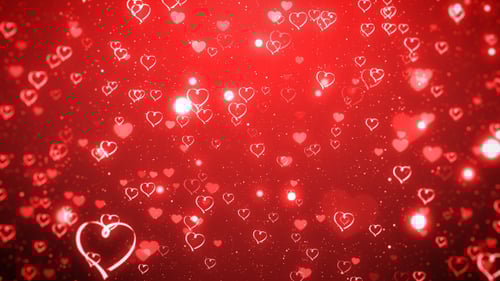 Glittering Red Hearts Particle Animation Background