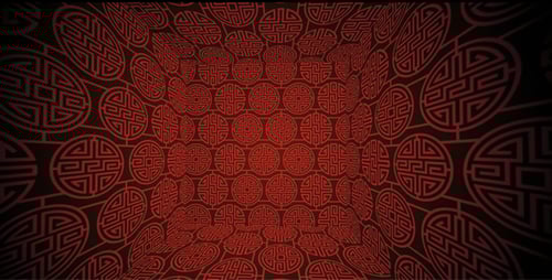Dynamic Red Chinese Pattern Tunnel Animation Loop