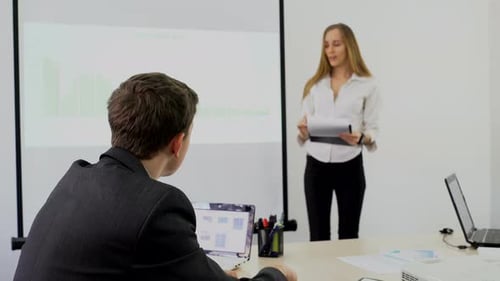 Business Presentation in a Bright Office Setting