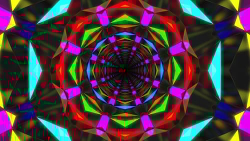 Vibrant Neon Geometric Tunnel Loop Background