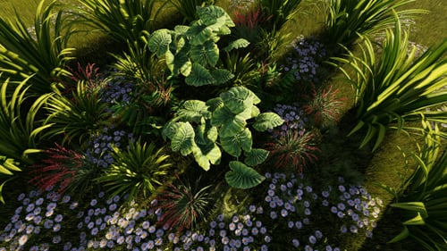 Tropical Flowers and Leaves Background