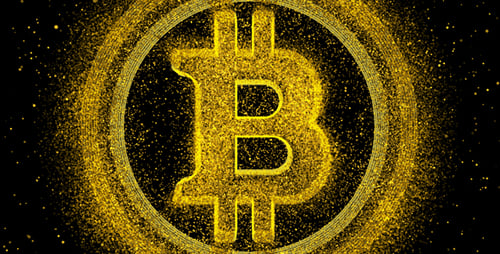 Golden Bitcoin Symbol Particle Animation Loop