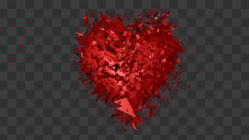 Shattering Heart Animation: Fragments Form and Break Apart