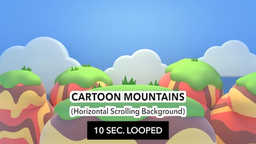 Colorful Cartoon Hills and Clouds Animated Background