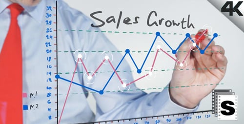 Drawing Sales Growth Graph for Business Presentation