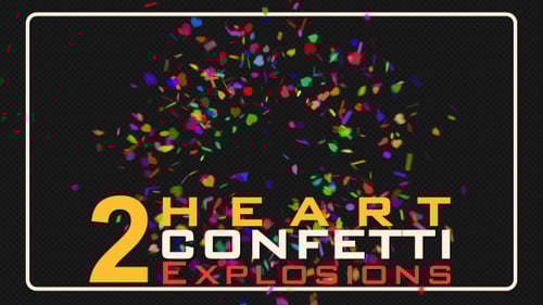 Colorful Confetti Burst with Hearts Overlay