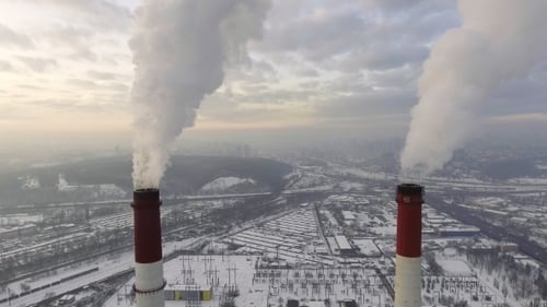 Aerial View of a Factory Pipes