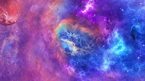 Abstract Colorful Space Nubulae and Hyper Jump Through Warp Tunnel