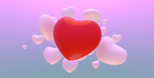 Floating Soft Glossy 3D Hearts Animation