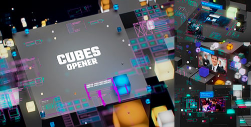 TV Broadcast Cubes Opener / Modern HUD and UI Intro / YouTube Technology Reviewers