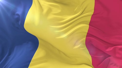 Chad National Flag Waving in Realistic Fabric Animation