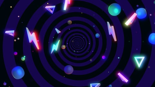 Vibrant Neon Shapes Hypnotic Tunnel Loop Background