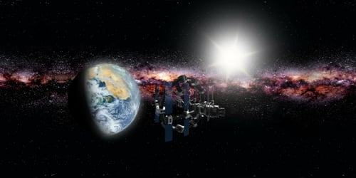 International Space Station Orbiting Earth in Virtual Reality