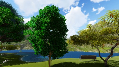 Peaceful Animated Mountain Lake Landscape with Trees