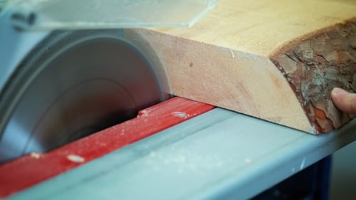 Cutting Wood at a Wood Factory