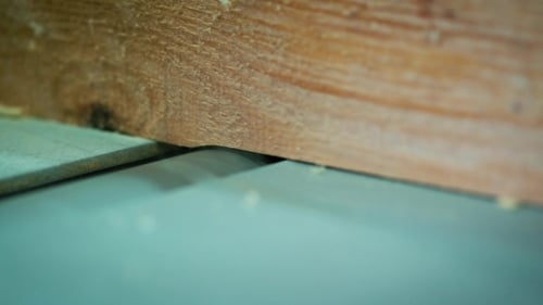 Carpenter Engaged in Woodworking. The Joiner Works with the Tree