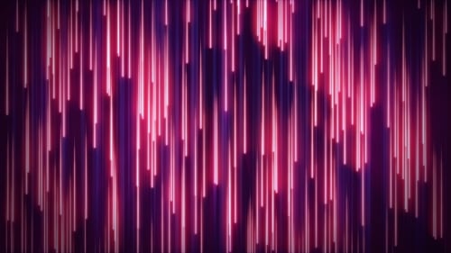 Nahtloser rot-blauer Retro-Hintergrund mit nach unten fallenden Neonstrahlen