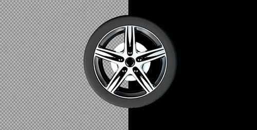 Animated Modern Car Wheel with Tire Spinning Alpha Channel