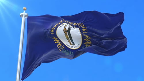 Waving Flag of Kentucky Commonwealth on a Sunny Day