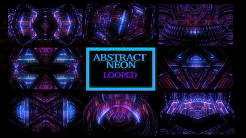 Abstract Neon Looping Geometric Tunnel Background