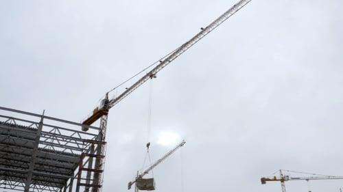 Construction Crane Working Tower Building