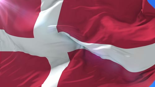 Denmark Flag Waving Seamless Loop