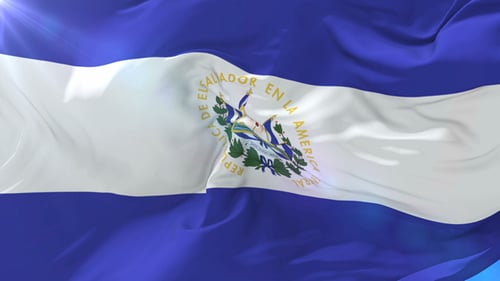 El Salvador National Flag Waving Seamlessly with Realistic Fabric Motion