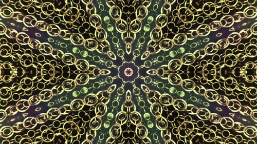 Golden Rings Kaleidoscope Abstract Pattern Background Loop