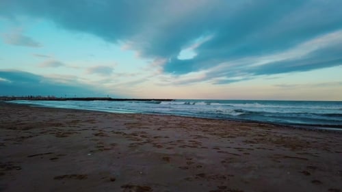 View From Above During Sunset on Mediterranean Sea Coast Near Valencia