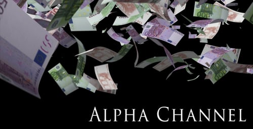 Falling Euro Banknotes Animation with Alpha Channel