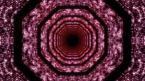 Seamless Looping Octagonal Tunnel of Pink Glittering Lights