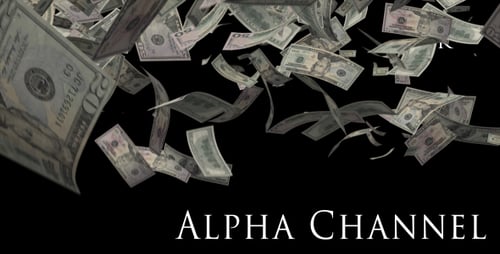 Realistic Falling US Dollar Bills Animation with Alpha Channel