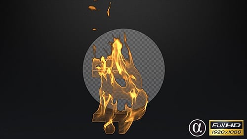 Burning Bitcoin Symbol with Realistic Fire VFX