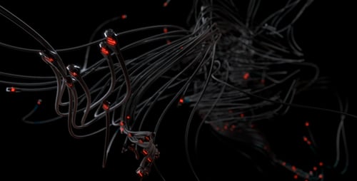 Futuristic Digital Network Cables Flowing Abstract Connection