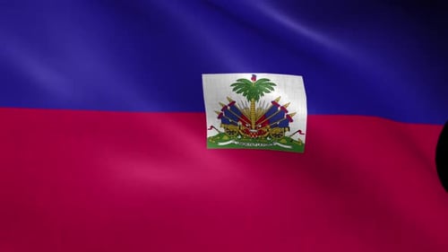 Realistic Waving Haiti Flag Animation with Blue and Red Bands