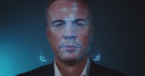 Man Undergoes Futuristic Facial Recognition Scan