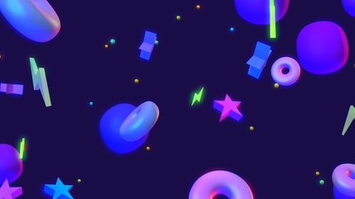 Futuristic Abstract Neon 3D Shapes Seamless Loop Background