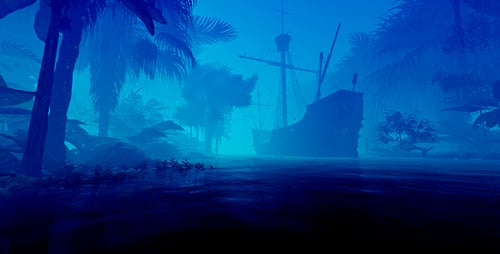 Vieux Navire Dans Le Brume Du Matin