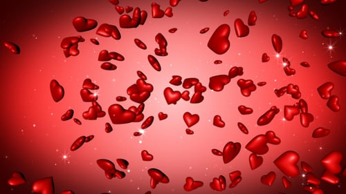 Animated Red Hearts Floating Loop Background with Sparkles