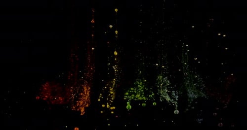 Abstract Colorful Liquid Bubbles Dripping on Black Background