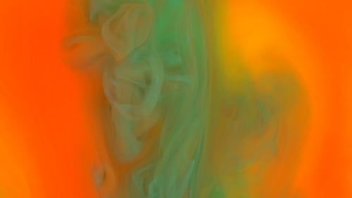 Abstract Green Swirls on Orange Background