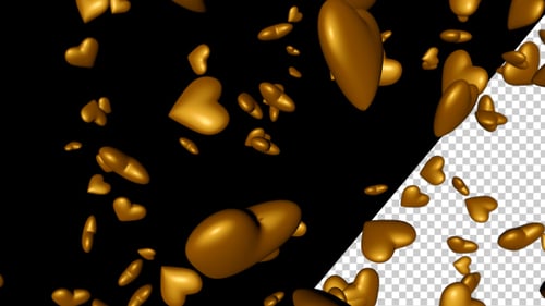 Golden Hearts Falling Overlay for Love and Romance